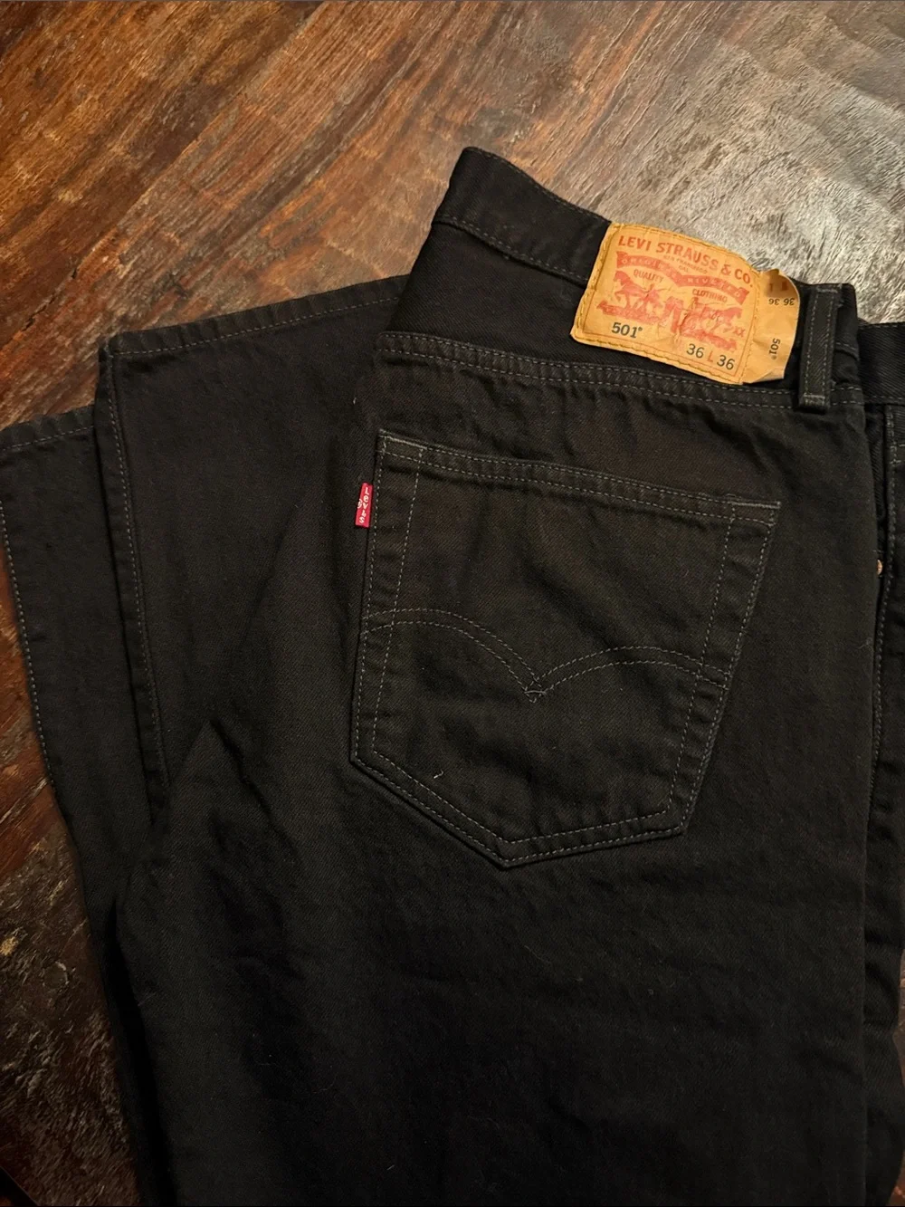 Levi's Men's Black Straight Jeans - 501 Style 36x36